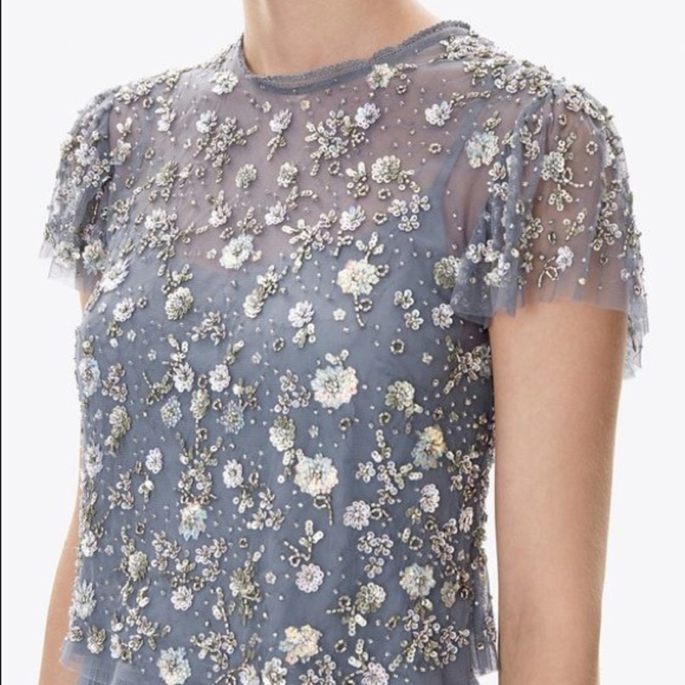 NWT Needle & Thread Blue Embellished Top